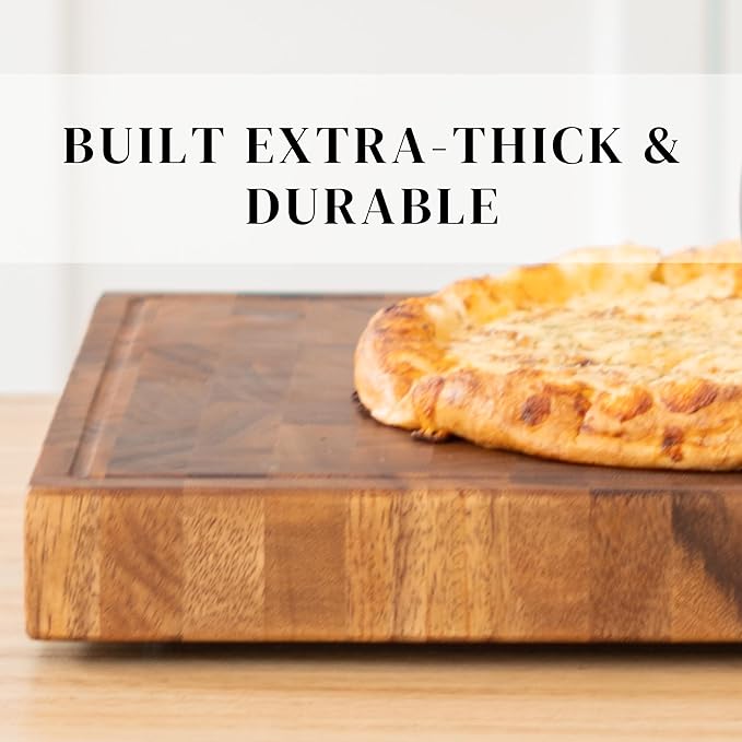 SHUMARU Tropical Walnut End-Grain Wood Cutting Board – 19X12X2" Butcher Block | Handmade in Bali - Silky-Smooth, Juice Groove, Knife‑Friendly, Ergonomic Grips & Non‑Slip Feet