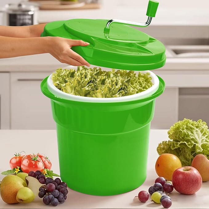 Wutfly 5 Gallon Commercial Salad Spinner and Dryer, Large Manual Vegetable Washer & Greens Dryer with Drain Tube, Heavy-Duty & FDA Listed for Restaurant, Home, Farm Use