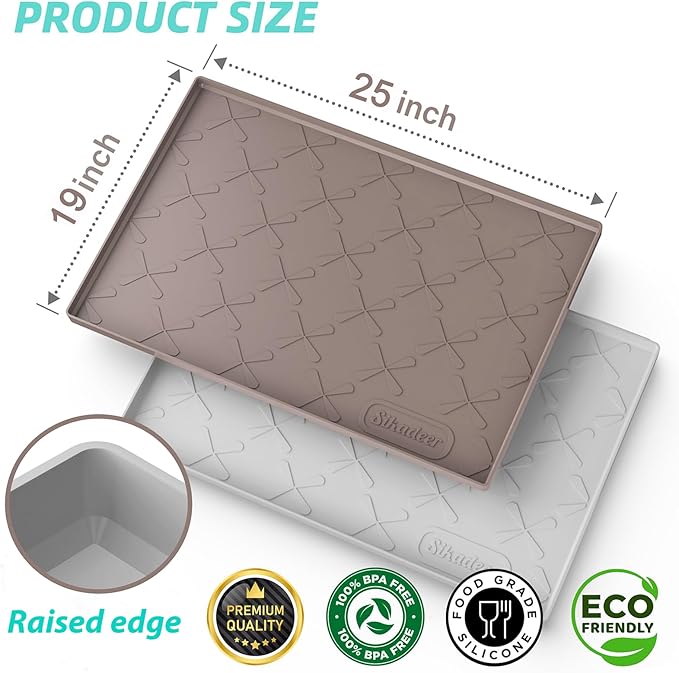 SIKADEER 25" x 19" Under Sink Mat Waterproof, Silicone Mat Kitchen Drawer Shelf and Cabinet Liner, Sink Protector for Kitchen Organizers and Storage, Boot Tray Pet Food Mats