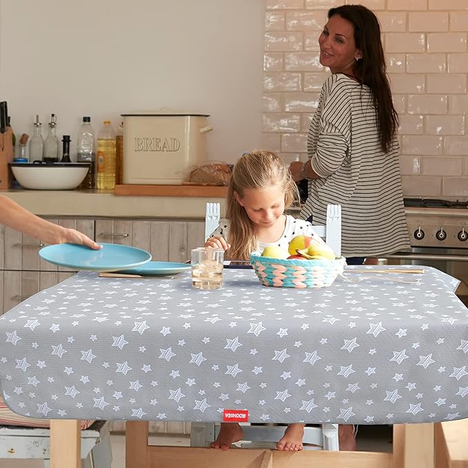 Splat Mat for Under High Chair, Non Slip Waterproof Mealtime Floor Mats Washable Portable Picnic Splash Mat for Baby Art/Craft/Playtime, 42X46 Inch - Grey Star