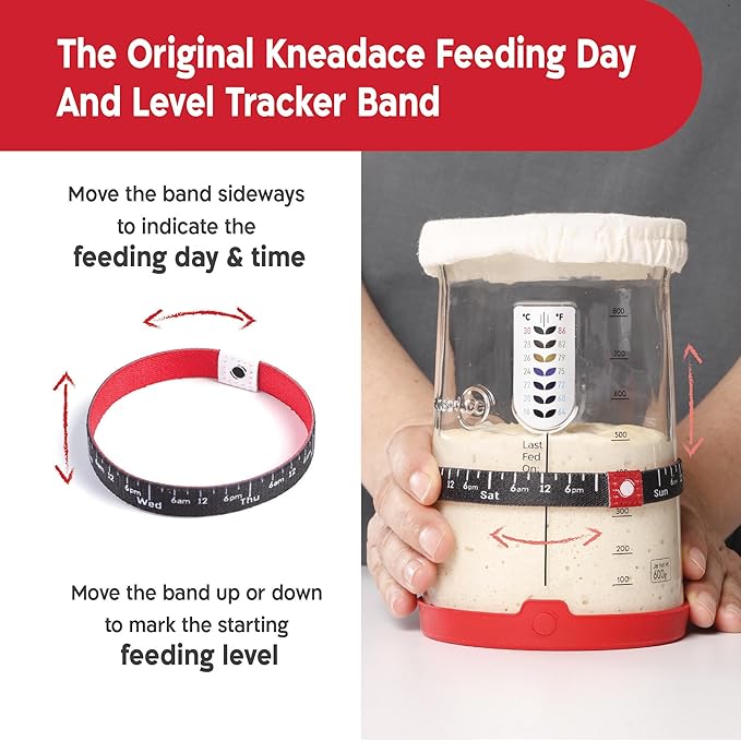 KneadAce Ultimate Sourdough Starter & Proofing Kit – 34oz Sourdough Starter Jar & Round Cotton Rope Proofing Basket Set for Perfect Homemade Artisan Bread