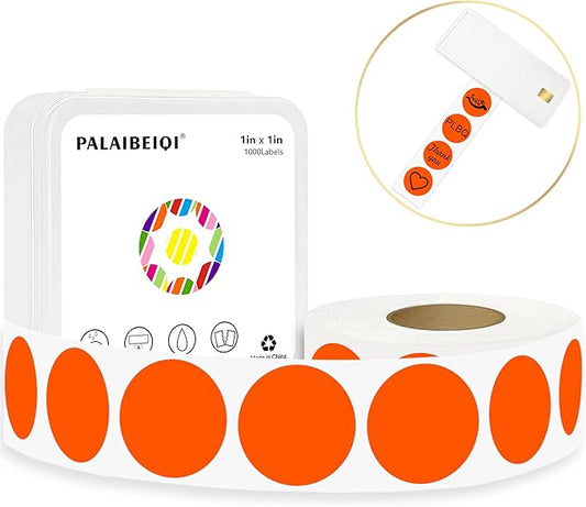 1 Inch Round Thermal Sticker Labels, Color Dot Stickers, Label Stickers Waterproof for Thermal Printers DIY Office Retail Home and Warehouse Organization(Fluorescent Orange1000pcs)