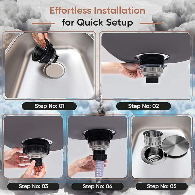 Strictly Sinks Sink Drain Strainer with Removable Basket - 3-1/2 Inch Stainless Steel Round Kitchen Sink Drain Assembly Kit with Deep Strainer Basket & Flat Cover Lid (Silver)
