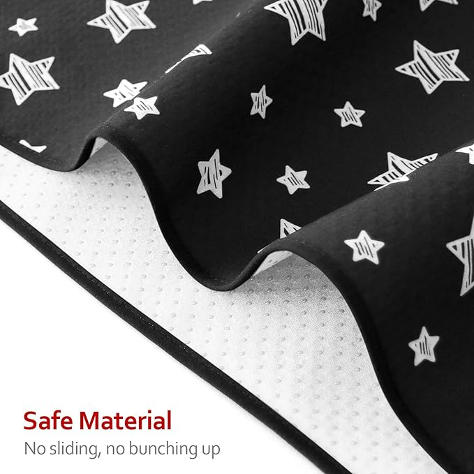 Large Splat Mat 54”x 72”Extra Large Waterproof Floor Mat with Non Slip Bottom, Baby Art Mat for Craft/Playtime/Mealtime on Table, Washable Portable Picnic Mat - Black Star, 4.5ft x 6ft