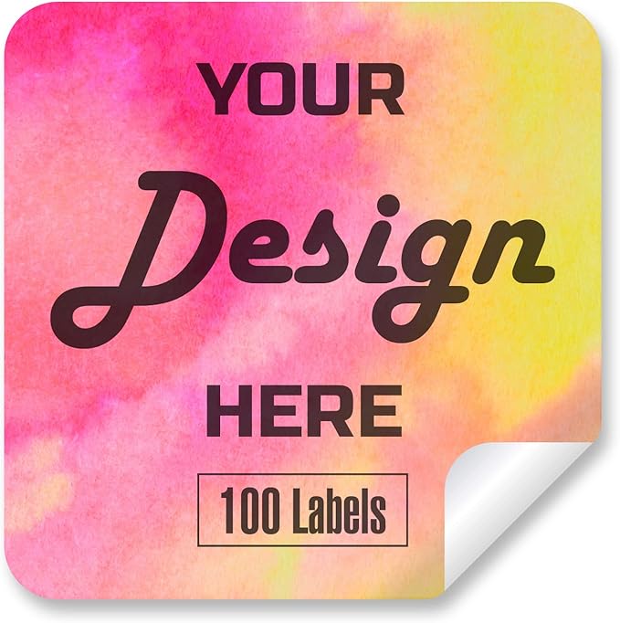 Custom Stickers Personalized Labels - Customized Stickers with Any Design Image Logo Text,Custom Thank You Label Stickers,Custom Stickers for Business Logo,100 Labels (Square, 6"x6")