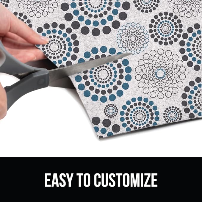 GORILLA GRIP LeakGuard Non-Adhesive Under Sink Mat for Kitchen Cabinet, Waterproof Quick Dry Shelf Liner, Durable Absorbent Felt Mats for Bathroom Sink, Cabinets, Dresser, 24x24 Spiral Gray Turquoise