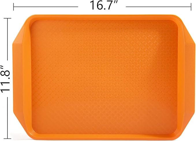 Aebeky Plastic Fast Food Tray,16.7 by 11.8-Inch,Set of 12 (Orange)
