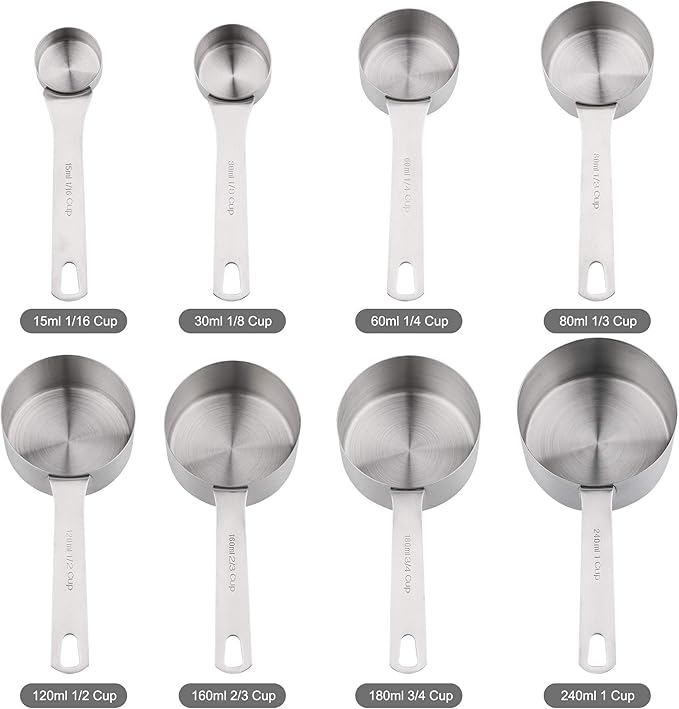 Zoyizi Measuring Cups Set 19, 18/8 (304) Stainless Steel Measuring Cups and Spoons Set, Metal Measuring Cups & Spoons & Leveler&Magnetic Conversion Chart for Kitchen and Baking