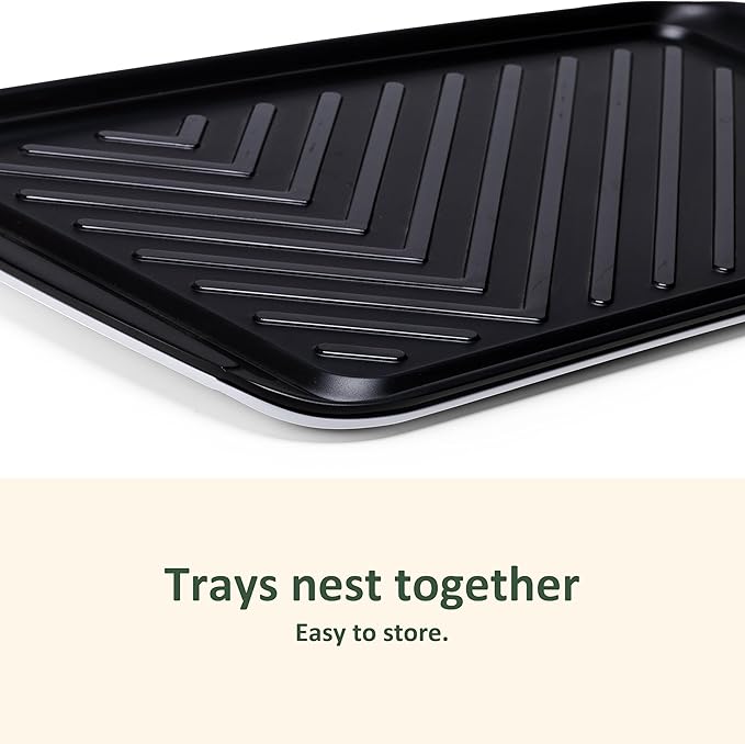 ZAROCRUS Grilling Prep and Serve Trays, BBQ Tray for Raw and Cooked Food, Melamine Marinating Serving Platter and Grill Tray for Outdoor, Parties and BBQ, Food Trays, Set of 2, Black and White