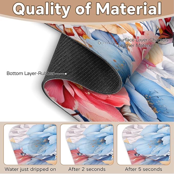 Pastel Flower Fusion Kitchen Faucet Mat Splash Guard, 15.4”x5.7” Absorbent Quick Drying Sink Mat for Countertop Protection, Draining Mat Sink Protectors For Kitchen Bathroom, 1 Pack