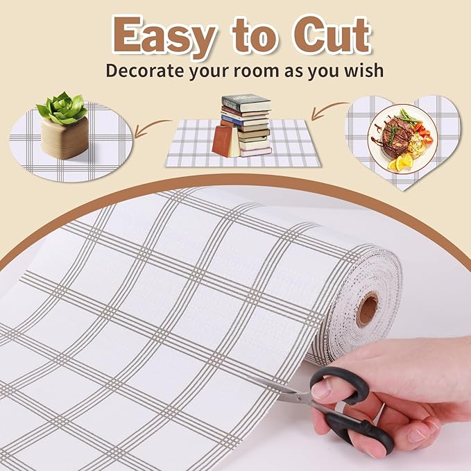 Drawer and Shelf Liner for Kitchen Cabinet: 23.6 in X 20 Ft Non Slip Waterproof Shelf Paper Non Adhesive Refrigerator Liners White Square Easy Liners for Bathroom Cupboard with Knife Tape Measure