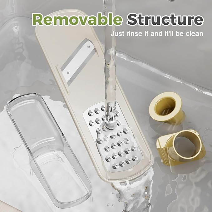 Multifunctional Garlic Grinder, 2026 Upgrade Mini 3 in 1 Garlic Grinder and Slicer, Stainless Steel Garlic Slicer Thin for Household (White)