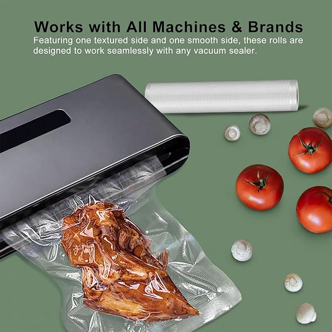 Precision Multi-layer Vacuum Sealer Bags Rolls, 8" x 16.4'(3 Rolls) and 11" x 16.4' (3 Rolls), BPA-Free Commercial Grade, Food Preservation, Food Vacuum Sealer Bags for Sous Vide and Freezer Storage