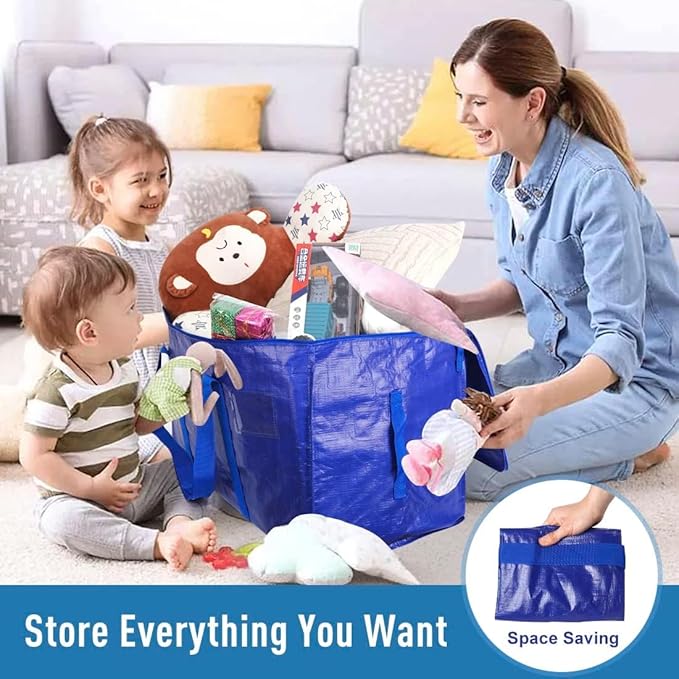 Extra Large Moving Bags with Zippers & Carrying Handles, Heavy-Duty Storage Tote Moving Boxes for Space Saving (4)