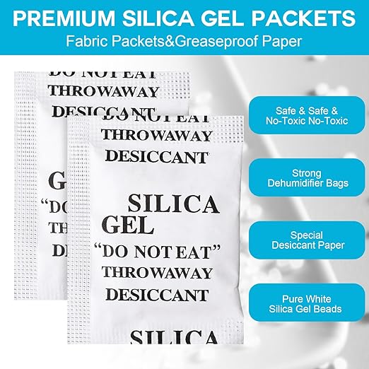 1000 Pcs 2 Gram Silica Gel Packets Desiccant Packs for Storage Moisture Absorbers Silica Gel Anti Humidity Transparent Food Grade Desiccant Packs for Electronics, Clothes Shoes, Jewelry