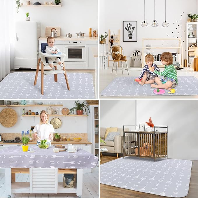 Baby Splat Mat for Under High Chair/Arts/Crafts, 51 x 51 Inch Washable Splash Mat, Waterproof and Wipeable Spill Mat, Anti-Slip Floor Protector, Portable Play Mat and Table Cloth
