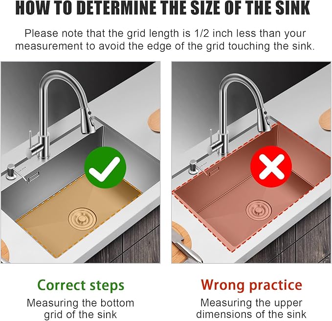 LKOBG2915SS Kitchen Sink Grate 27.5" x 13.5" x 1.25" Stainless Steel Sink Protector with Supersoft Silicone Feet