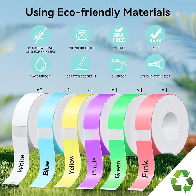EEBBL D30 P15 HP4 Label Maker Tape Refill 12mm×40mm(0.47"x1.57") Sticker, Laminated Thermal Label Tape Replacement, 1650 Labels/10Rolls, High Definition Labeling Tape for Home Office School Hotel