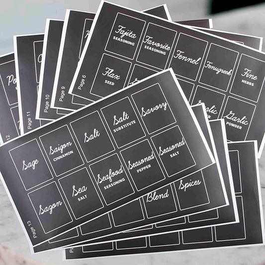 Orii Black Rectangular Spice Labels Stickers for Spice Jars|160 Pre-Printed +20 Blank Labels Spice Container Storage | Preprinted Labels for Kitchen Pantry | Herb Seasoning Labels for Jars