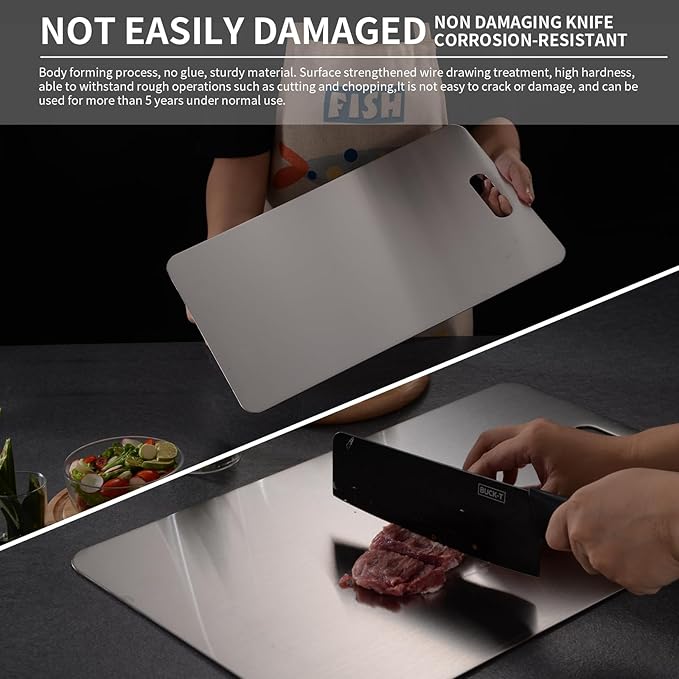 Katuchef Titanium Cutting Board 2026 New Upgrade Titanium Grade 5 Cutting Boards for Kitchen Non Toxic, Non-slip, Hygiene Durable Chopping Board Suitable for Dishwasher Safe (3PC:S+M+L)