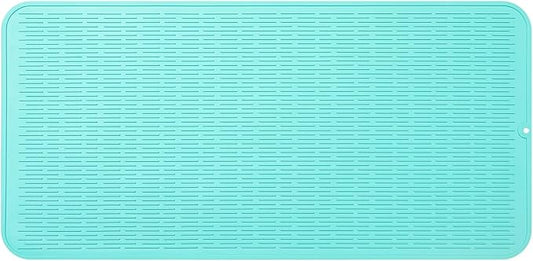 Silicone Dish Drying Mat for Multiple Usage,Easy clean,Eco-friendly,Heat-resistant Silicone Mat for Kitchen Counter or Sink,Refrigerator or Drawer Liner Mint 5XL 36inches x 18inches
