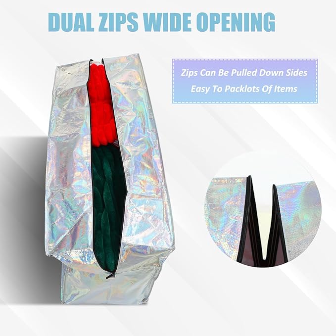 4 Pcs 66 Gallon Extra Large Moving Bags Heavy Duty Storage Bag with Strong Zipper Handle Foldable XXL Jumbo Storage Tote Packing Moving Box for College Dorm Travel Cloth Duffle (Iridescent)