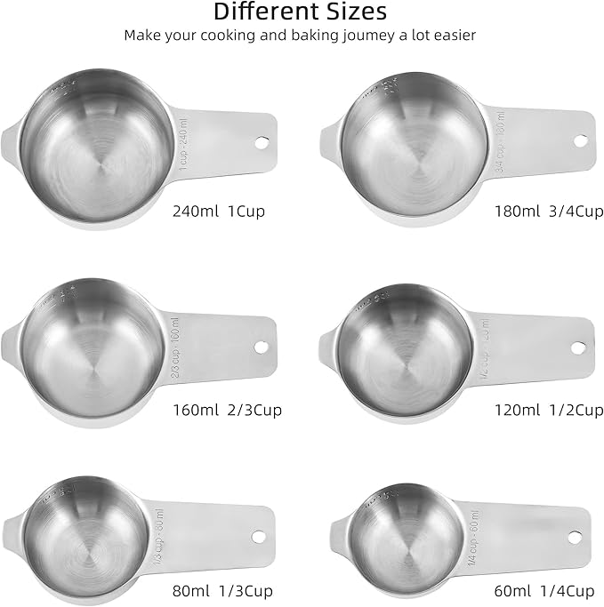 zoyizi Measuring Cups and Spoons Set 17, Metric & US 18/8 Stainless Steel Measuring Cups and Spoons Set for Baking & Kitchen, Dry & Liquid Metal Measure Cup and Long Handle Spoons for Spice Jar