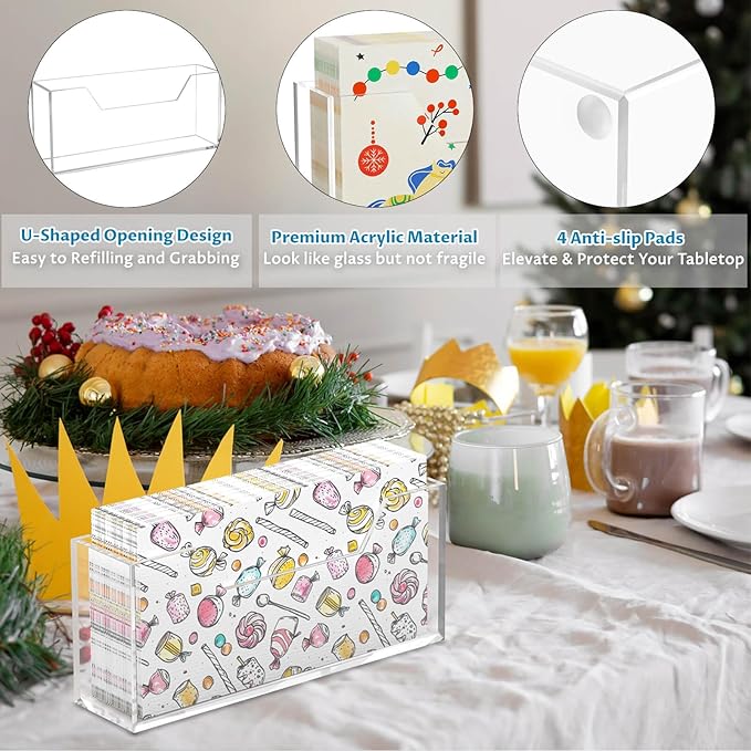 Acrylic Guest Towel Napkin Holder for Bathroom, Clear Waterproof Splash Towel Holder for Table, Kitchen, Napkin Holders for Paper Napkins, Dining Table Napkin Tray for Home, Restaurant, Hotel (2-Pack)