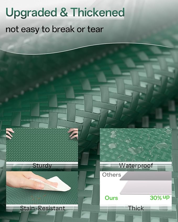 Shelf and Drawer Liner for Kitchen Cabinet, Non-Adhesive 12in x 360in Waterproof Contact Paper Refrigerator Liners Thickened Durable EVA Material Non Slip Mat for Dresser Cupboard Pantry Protector