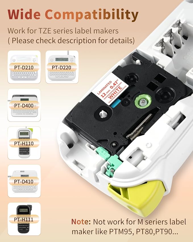 Oozmas Compatible Label Tape Replacement for TZe-232 Red on White P-Touch Label Tape TZe232 12mm 0.47 Inch x 26.2 Feet TZ Laminated Replace for Brother Label Maker PT D210 H110 D600 1230PC, 4 Pack