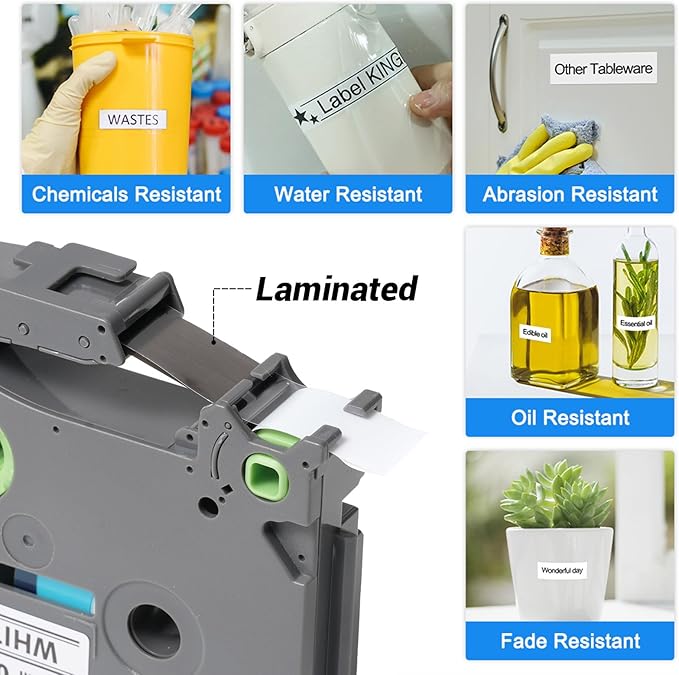 6-Pack TZe-221 Compatible with Brother P Touch TZe221 9mm 0.35" Laminated White TZ Label Tape Black on White 3/8 Inch Label Maker Refill for PT D210 D220 H110 D400