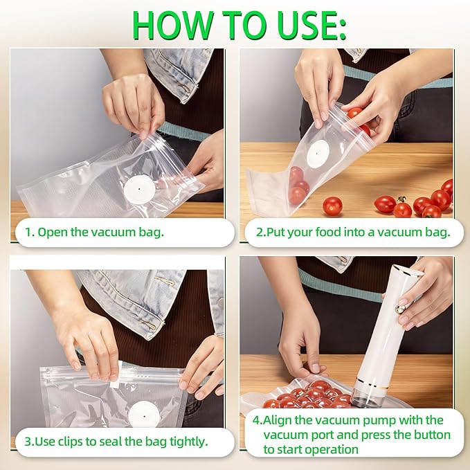 3-IN-1 Compact Vacuum Sealer for Food with Reusable Bags & Mason Jar Kit, Ultra-long 100-minutes Vacuuming Time, 6X Freshness Keep for Home Kitchen RV Travel Seal Meal
