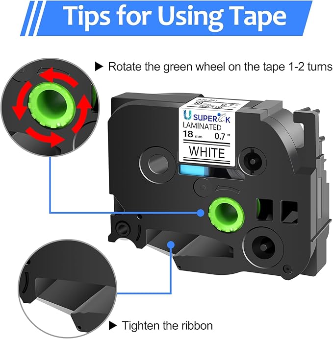 10 Pack 18mm 0.7 Laminated White Tape Compatible for Brother P-Touch Label Maker Tape TZe-241 18mm Label TZe241 3/4 Inch TZe TZ Tapes TZ-241 TZ241 for PT-D400 D410 D450 D600 D610BT