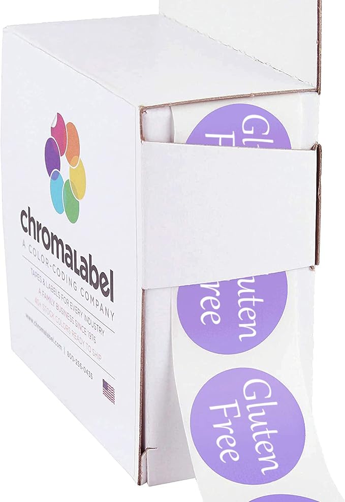 ChromaLabel 1 Inch Food Label Kit, Dairy Free, Vegan, Gluten Free, 3 Boxes, 500/Box