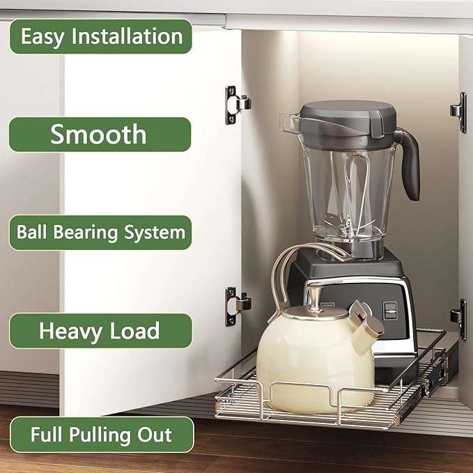 MODCART Pull Out Cabinet Organizer 11½" W x 21½" D, Heavy Duty Cabinet Pull Out Shelves, Slide Out Drawers Organization for Kitchen Cabinets Bathroom