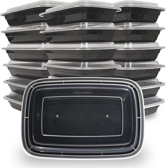 28 oz 50 Pack Meal Prep Containers BPA Free Leakproof Stackable Food Storage Containers with Lids, Microwave & Dishwasher Freezer Safe Reusable To Go Containers Bento Box Style Take Out Clear Plastic