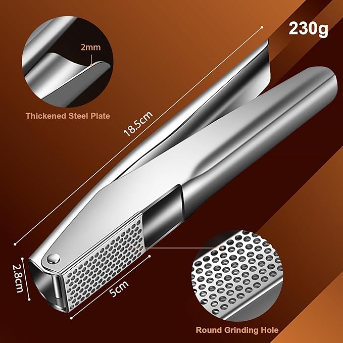 KAITION Stainless Steel Garlic Press, Premium Garlic Crusher - Leak-Proof, Easy to Clean, Rust-resistant, Dishwasher Safe!