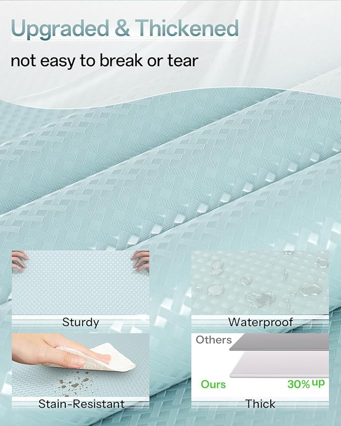 Shelf and Drawer Liner for Kitchen Cabinet, Non-Adhesive 18in x 360in Waterproof Contact Paper Refrigerator Liners Thickened Durable EVA Material Non Slip Mat for Dresser Cupboard Pantry Protector