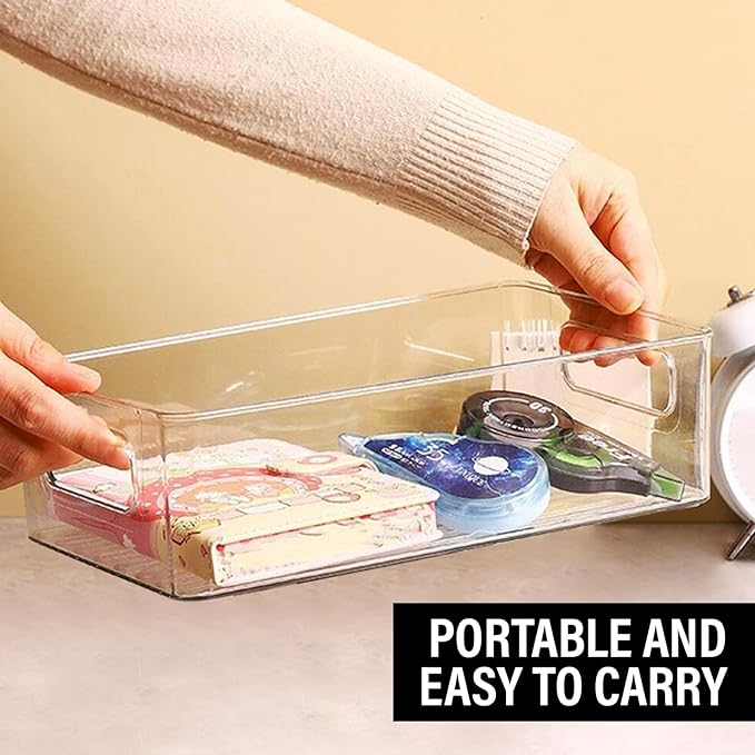 Clear Plastic Storage Bins, Pantry Organizers and Storage, Kitchen Organization and Storage Containers Bins for Organizing, Fridge, Freezer, Bathroom, Pantries, Medicine Cabinet Organizer Bin