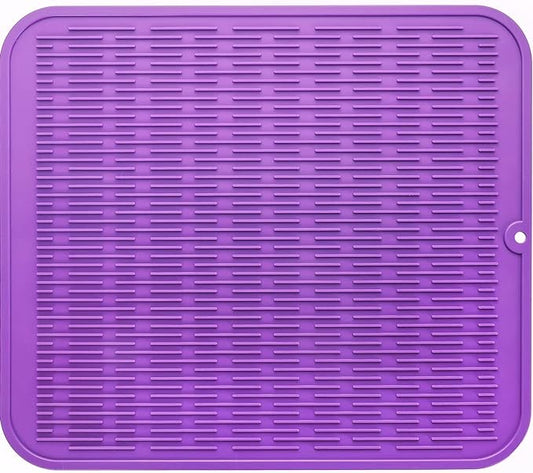 Silicone Dish Drying Mat for Multiple Usage,Easy clean,Eco-friendly,Heat-resistant Silicone Mat for Kitchen Counter or Sink,Refrigerator or Drawer Liner Purple 2XL 24 inches x 18 inches