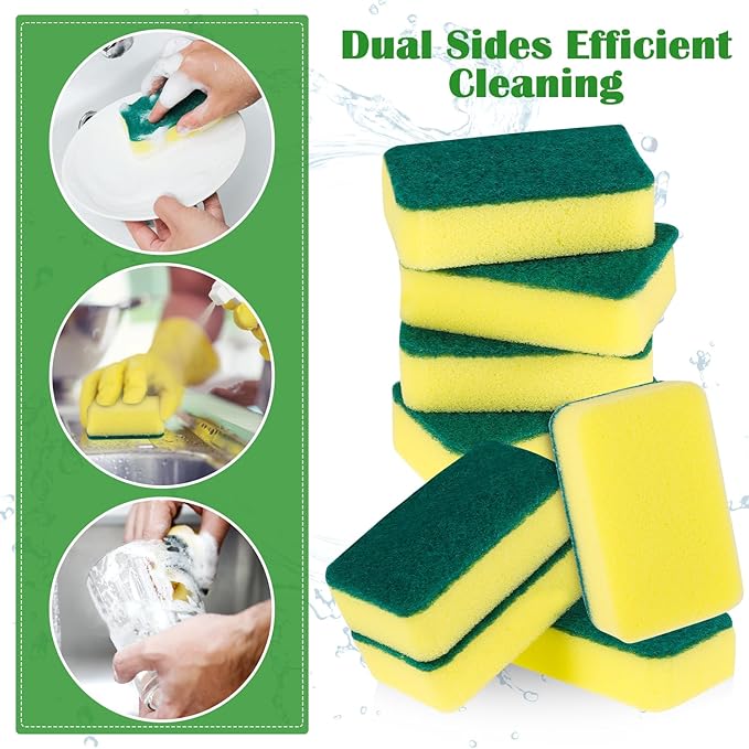 80 Pack Sponges Kitchen High Density Dish Sponges Scrub Sponge Multi-Surface Cleaning Scrubber Pad, Durable Dishwashing Sponge Bulk Cleaning Supplies for Washing Dishes, Home, Kitchen, Bathroom, Car
