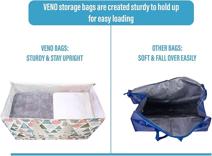VENO 4 Pack Moving Bags and Large Christmas Storage Bins with lids. Alternative to Moving Boxes, Packing Supplies for College. Extra Large Heavy Duty Totes for Packaging (Pastel Forest, 4 Pack)