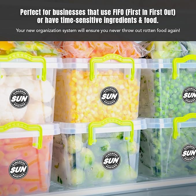 Easy Identification Date Stickers 7,000 Days of The Week Stickers – Sunday 3/4" Days of The Week Food Labels – Day Dots for Food – Restaurant Supplies – Best by Commercial Kitchen Supplies