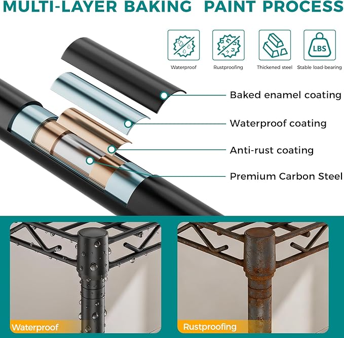 SINGAYE Shelf Wire Shelving Adjustable Storage Shelves Rack Standing Units for Kitchen Closet Laundry Bathroom Organizers Metal Pantry Narrow Mesh Gaps 12" D x 22" W x 59" H Black