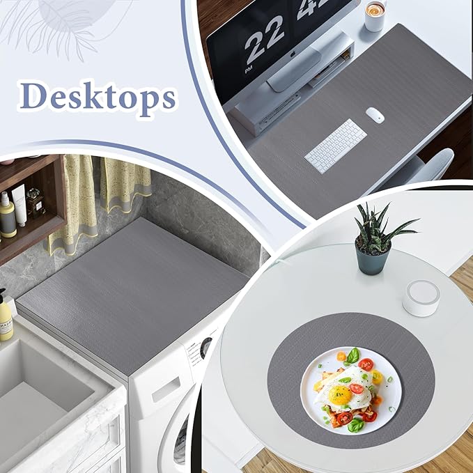 Drawer and Shelf Liner for Kitchen Cabinet: 23in X 20 Ft Non Slip Waterproof Shelf Paper Non Adhesive Refrigerator Liners Gray Easy Liners for Bathroom Cupboard with Knife Tape Measure