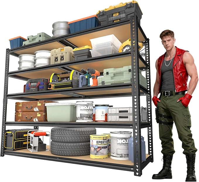 Garage Racks for Storage，5-Tier Adjustable Garage Shelving Storage Shelves,2400LBS Capacity Heavy Duty Shelving for Carport Warehouse Basement,72" H x40 W x20 D
