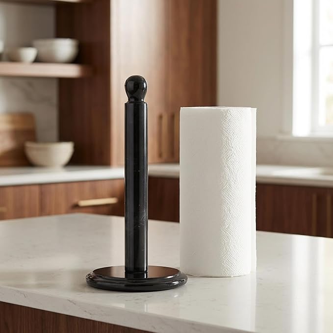 RADICALn Marble Paper Towel Holder Countertop 12.5" Inch Black Handmade Stand for Kitchen Counter Organizer, Bounty Paper Holder for Home & Bathroom
