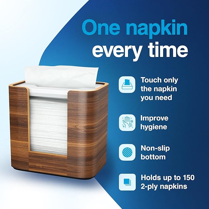 Tork Xpressnap Tabletop Napkin Holder Walnut N4, Compact, Image Range, 7.6" x 8" x 5.5", 72900