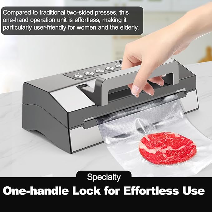 2026 Upgraded Precision Fast-Vacuum Sealer, LIWUNON Commercial Full Automatic Food Vacuum Sealer Machine, Double Heat Seal, Built-in Cutter&Bag Storage, Powerful Food Vacuum Saver, 2 Bag Rolls&hose