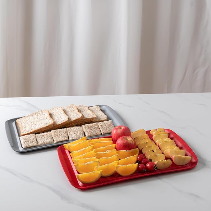 ZAROCRUS Grilling Prep and Serve Trays, BBQ Tray for Raw and Cooked Food, Melamine Serving Platter/Tray for Food, Set of 2, Great Gift for Father's Day and BBQ Lovers,Perfect for Everyday Use